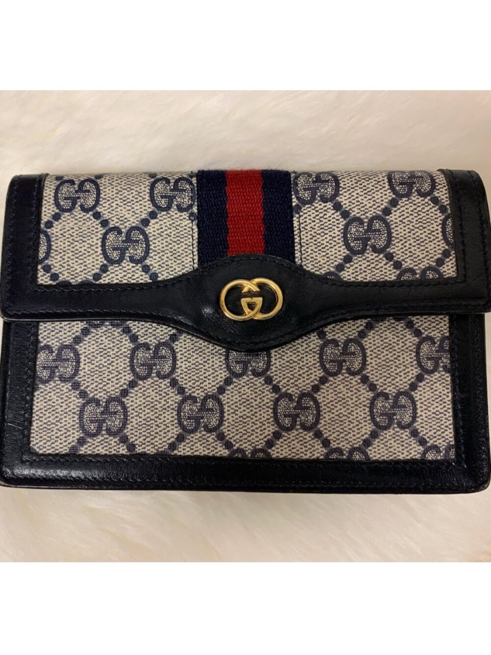 Vintage Gucci Ophidia GG Supreme Monogram Wallet Blue/Red Sherry Line